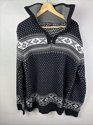 Suéter Preppy Ski Colección Pronti por Phita 1/4 Cremallera Fair Isles Blanco y Negro Foto 1 de 4