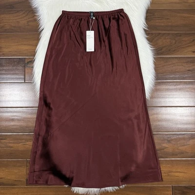 Maxi Falda Eileen Fisher Para Mujer Talla XXS Redwood Elastizada Charmeuse Sesgada Seda Foto 1 de 4