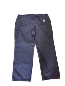 Carhartt Relaxed Fit Blue Canvas Work Pants Size 44x30 - Picture 1 of 4