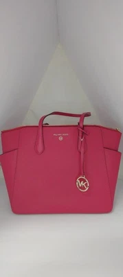 Bolso de Mano Michael Kors Marilyn Mediano Cuero Saffiano Top Cremallera Rojo Rubí Foto 1 de 2