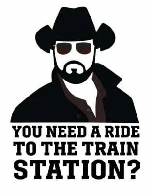 NEXUS DECALS Vinyl Decal - You Need A Ride To The Train Station (Rip), Various Colors & Sizes
