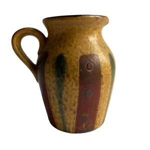 Vintage Striped Pottery Earthernware Pitcher Vase 5" - Picture 1 of 6
