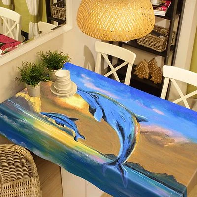 3D Dolphin 42 Tablecloth Table Cover Cloth Birthday Party AJ WALLPAPER UK Lemon - Image 1 of 4