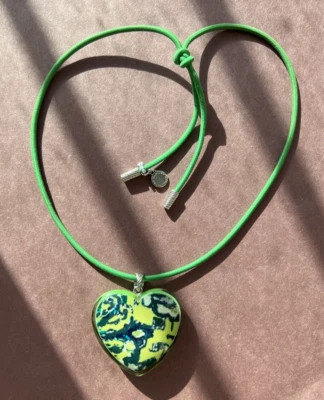 Marc By Marc Jacobs Lime Green Cord Necklace With Large Puffy Heart Pendant - Image 1 of 4