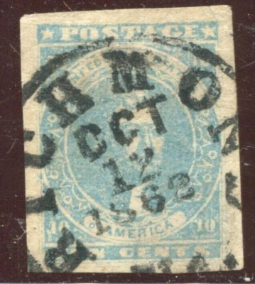 Estampilla usada de impresión Paterson de Estados Confederados 2a con OCT 12 1862 CCL BX6240 Foto 1 de 2