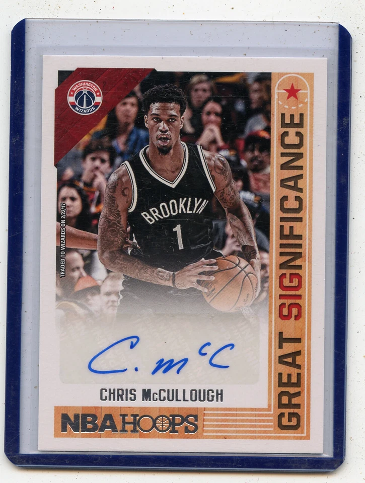 2017-18 PANINI HOOPS #GS-CM CHRIS McCULLOUGH AUTOGRAPH WASHINGTON WIZARDS 101321 - Image 1 of 1