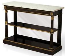 Console Table Scarborough House Ebonized Faux Ivory Marble Top Brass Mirror