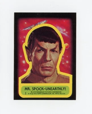 Star Trek 1976 Topps Sticker " Mr. Spock - Unearthly!" #2 NM-MT - Image 1 of 2