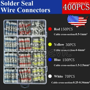 400PCS Waterproof Solder Seal Heat Shrink Butt Wire Connectors Kit Terminal Set - Picture 1 of 12