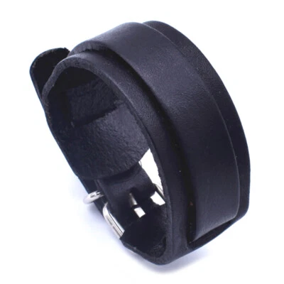 Zense - Bracelet de force pour homme en cuir ajustable noir ZB0336 - Photo 1/4