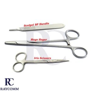 Pinzas quirúrgicas para portaagujas Mayo Hegar Dental Medical Scissors Set de 3 - Imagen 1 de 5