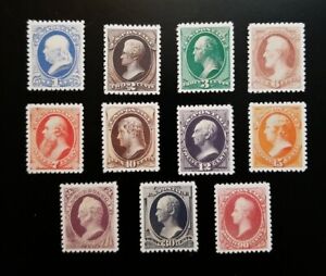 Ensemble de répliques d'impression timbres américains #192-202 1880 American Bank Note Co.