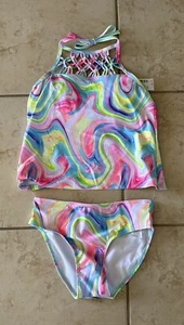 Sugar & Jade Tween Girls Tie Dye Macrame Tankini SZ M (10). NWT. MSRP $36.95. - Picture 1 of 2