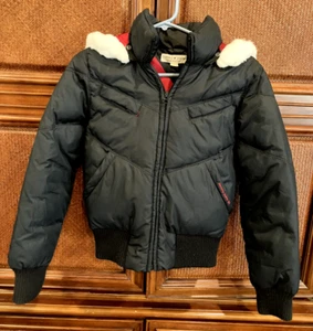 Tommy Hilfinger Youth Black and Red Lined Full Hooded Winter Jacket Size S/P EX - Picture 1 of 5