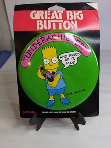 Vintage - Matt Groening - Bart Simpson - "Underachiever" - toller großer Knopf - Bild 1 von 4