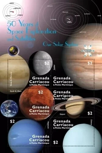 Grenadines 2008 Solar System Souvenir Stamp Sheet Of 6 MNH $2 Stamps Gem Grade - Image 1 of 2