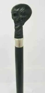 Bastón de madera victoriano estilo antiguo con mango de calavera de latón de diseño - Imagen 1 de 8
