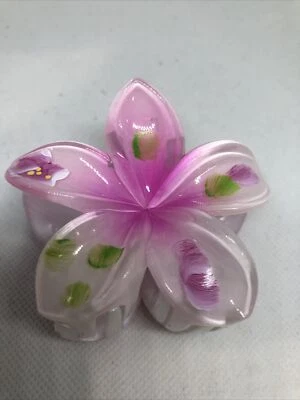 NEW Large Hawaiian Plumeria Light Pink Flower Plastic Hair Jaws Clip Clamp Claw - Image 1 of 4