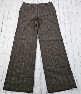 Ann Taylor Loft Marisa Wool Blend Brown Plaid Lined Dress Pants WOMENS SIZE 8 - Picture 1 of 11