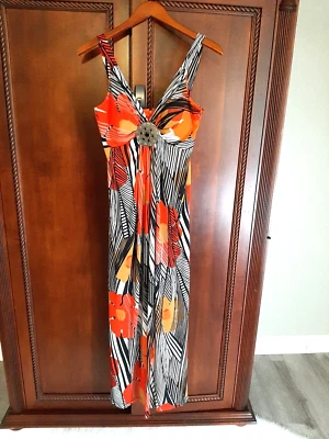 Maxi Vestido Boho Medallón Con Cuentas Talla 8 Muse Para Mujer Abstracto Floral Foto 1 de 4