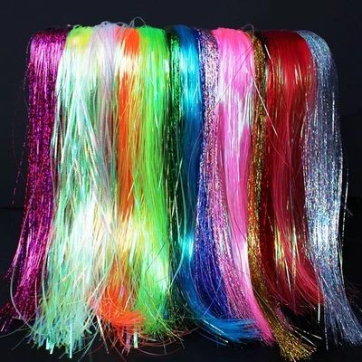 TIGOFLY 30pcs Holographic Flashabou Tinsel Crystal Flash Trout Tube Fly Tying Materials