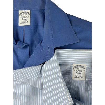 Lote de 2 Camisas de Vestir Brooks Brothers Clásicas de Algodón Supima Sin Hierro 16-32 Azul Foto 1 de 4