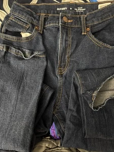 Old Navy Mid-Rise Girl's Straight Leg Jeans, Size 14, Dark Wash - Picture 1 of 3