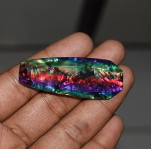Piedra preciosa doblete corte elegante ópalo ammolita canadiense natural certificado 61,50 quilates - Imagen 1 de 5