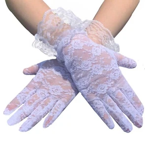 Children Flower Girl Party Prom Ball Costume SHORT Lace Black White Gloves 3-8Y - Picture 1 of 19