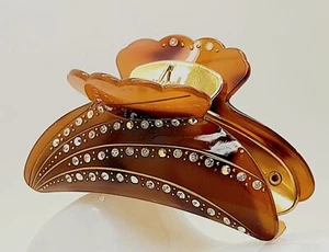 H001 Large size Brown Acrylic with rhinestone Claw Clip hair accessory Gift item - Picture 1 of 10