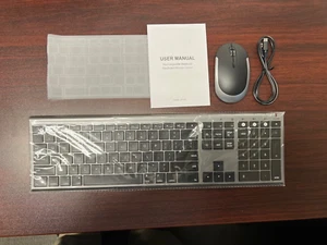 Bluetooth Keyboard Mouse, Multi-Device Wireless, Dual, Slim, Rechargeable GRAY - Picture 1 of 14