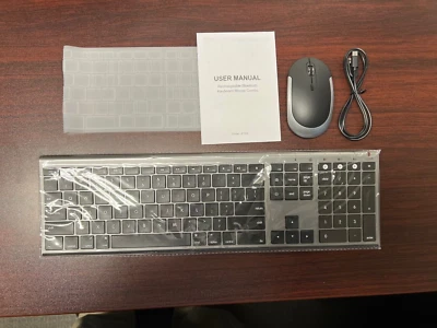 Bluetooth Keyboard Mouse, Multi-Device Wireless,  Dual, Slim, Rechargeable GRAY - Image 1 of 4