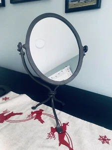 Stone County Ironworks Queensbury 10" Natural Black Iron Table Mirror - Picture 1 of 5