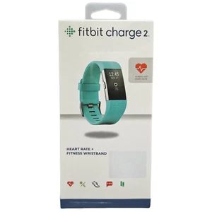 Brand New Fitbit Charge 2 Heart Rate Monitor Fitness Tracker (S + L) Cyan - Picture 1 of 2
