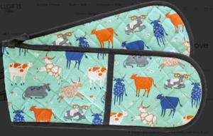 Green Cow Double Oven Glove | 100% Cotton | Australian Design - Picture 1 of 1