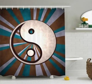 Spiritual Asian Shower Curtain Fabric Bathroom Decor Set with Hooks 4 Sizes - Picture 1 of 25