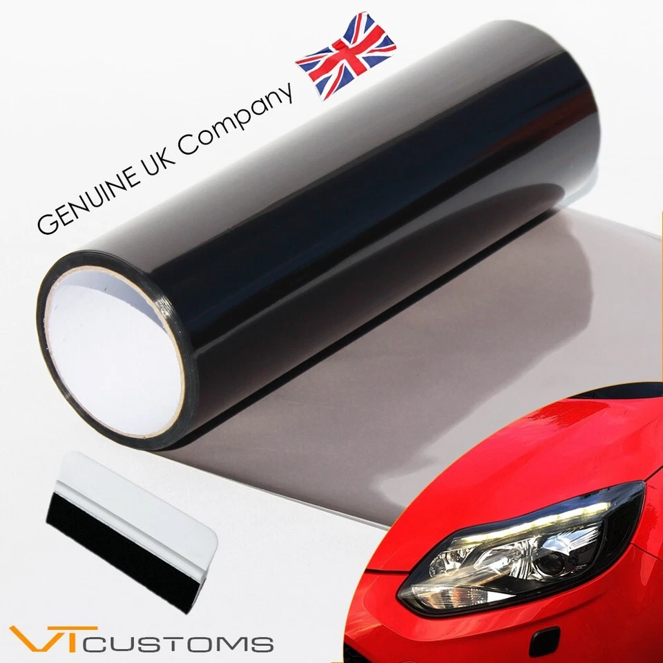 2 Lot 30 X 75cm Light Smoke Black Tint Film Headlights Tail Light Car Squeegee
