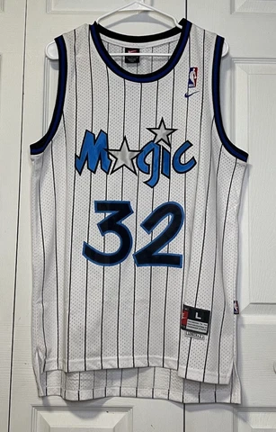 Shaquille O’Neal Nike Orlando Magic White Pinstriped Jersey Size L Stitched Cover