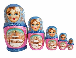 Russische Puppen Nestbar Matrjoschka Unlackiert Zakiriyanova - Kirche Russisch - Picture 1 of 3