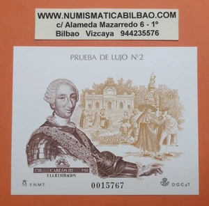 1988 PRUEBA DE ARTISTA LUJO EDIFIL Nº 2 SELLO CARLOS III y LA ILUSTRACIÓN SC - Imagen 1 de 1