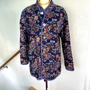 Koos Of Course Vintage Blue Cotton Corduroy Reversible Sweater Jacket Size L - Picture 1 of 7