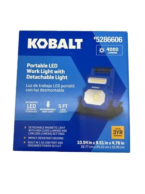 Kobalt 4000-Lumen Portable LED  Detachable Work Light 5286606-new in box - Image 1 of 4