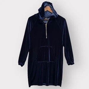 Jones NY Signature Sweater Dress Women Size M Navy Hooded Slip On Raglan Sleeve - Picture 1 of 11