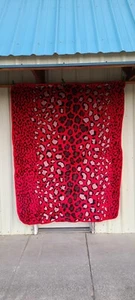 LEOPARD PRINT RED QUEEN SIZE BLANKET BEDSPREAD - Picture 1 of 2