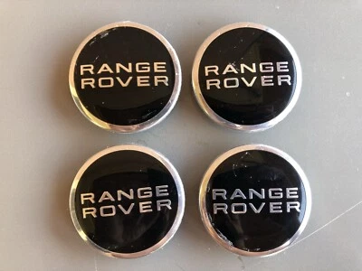 Coprimozzi tappi per cerchio in lega Range Rover nero e argento 63 mm - Immagine 1 di 3