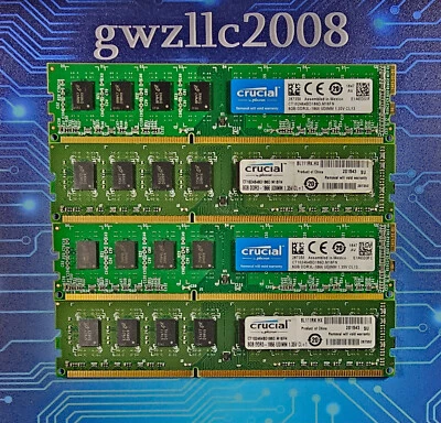 32GB (4x8GB) PC3L-14900U DDR3-1866MHz 2Rx8 Non-ECC Crucial CT102464BD186D.M16FN - Image 1 of 2
