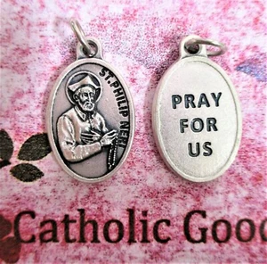 St. Philip Neri  - Pray for Us - Ox Die Cast Silver Tone 1" Medal  - Picture 1 of 3