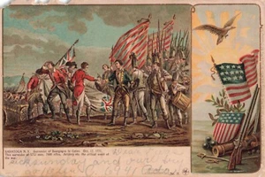 Revolutionskrieg Kanone Musketen Private Mailing Card Saratoga NY N230 - Bild 1 von 2