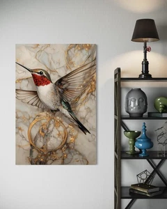 Kolibri Leinwand Bild Vögel Abstrakt Farbig Dekoration Tiere Natur Landschaft - Bild 1 von 5