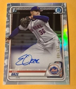Eric Orze 2021 Bowman Chrome AUTO Refractor /499 RC Card #CDA-EO Mets TB Rays - Picture 1 of 2